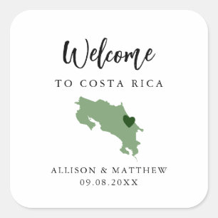Een Colour Costa Rica Weduwwelkomsttas of doos Vierkante Sticker