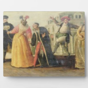 Een Commedia Dell Arte-groep voor een renaissance Fotoplaat
