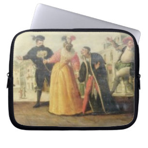 Een Commedia Dell Arte-groep voor een renaissance Laptop Sleeve