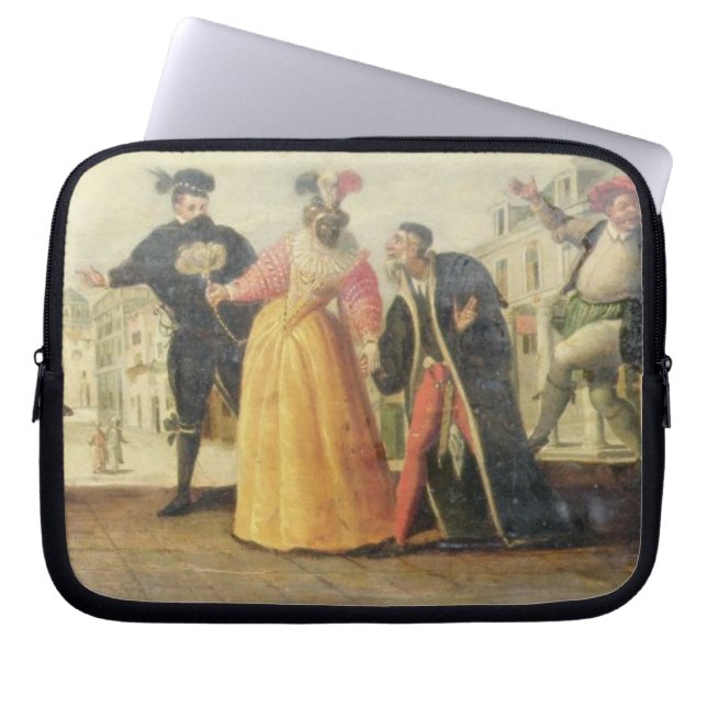 Een Commedia Dell Arte-groep voor een renaissance  Laptop Sleeve (Voorkant)