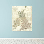 Een complete kaart van de Britse eilanden Canvas Afdruk (Insitu (Houten vloer))
