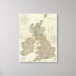 Een complete kaart van de Britse eilanden Canvas Afdruk