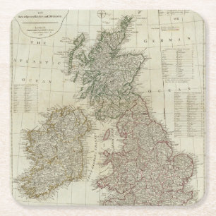 Een complete kaart van de Britse eilanden Kartonnen Onderzetters