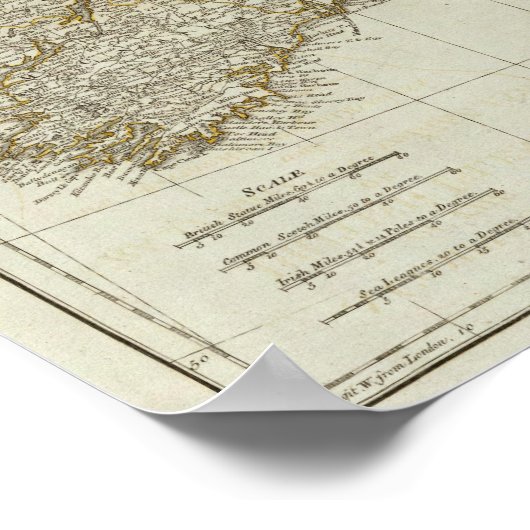 Een complete kaart van de Britse eilanden Poster (Hoek)