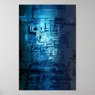 een complexe multidimensionele corridor poster