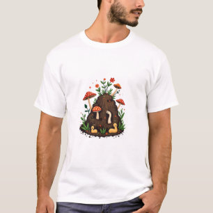 Een compoststapel omgeven door paddenstoelen, worm t-shirt