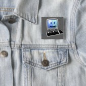 Een computergezicht. vierkante button 5,1 cm (In situ)