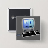 Een computergezicht. vierkante button 5,1 cm (Voorkant /achterkant)