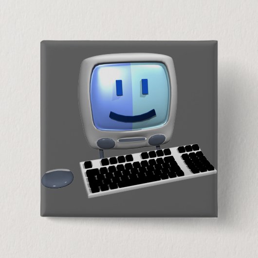 Een computergezicht. vierkante button 5,1 cm (Voorkant)