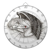 Een conengel met slaap, zwart en wit design dartbord (Voorkant)