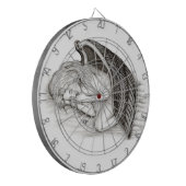 Een conengel met slaap, zwart en wit design dartbord (Voorkant Links)