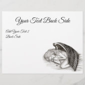 Een conengel met slaap, zwart en wit design flyer (Achterkant)