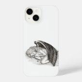 Een conengel met slaap, zwart en wit design iPhone hoesje (Achterkant)