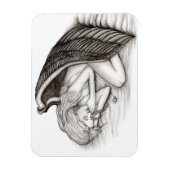 Een conengel met slaap, zwart en wit design magneet (Verticaal)