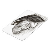 Een conengel met slaap, zwart en wit design magneet (Linkerzijde)