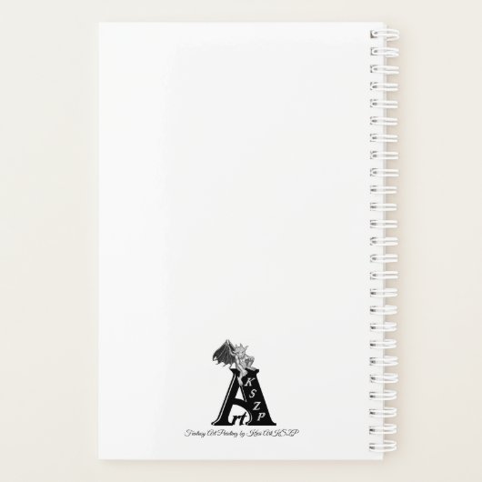 Een conengel met slaap, zwart en wit design planner (Achterkant)