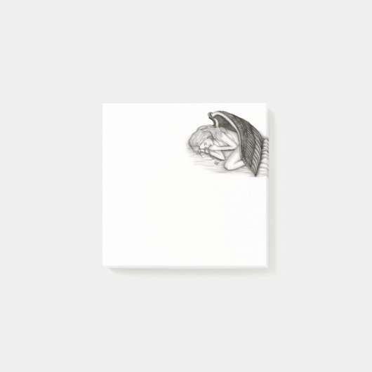 Een conengel met slaap, zwart en wit design post-it® notes (Voorkant)