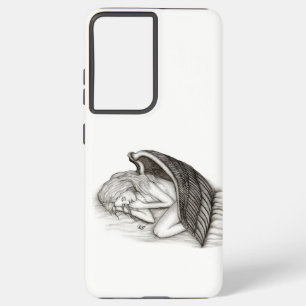 Een conengel met slaap, zwart en wit design samsung galaxy hoesje