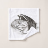 Een conengel met slaap, zwart en wit ontwerp bad handdoek (Wasdoekje)