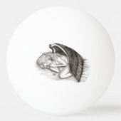 Een conengel met slaap, zwart en wit ontwerp pingpongbal (Achterkant)