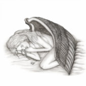 Een conengel met slaapstand - Zwart en wit ontwerp Sticker (Voorkant)