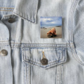 Een container Shell op de beach | St. Croix, Usvi Vierkante Button 5,1 Cm (In situ)