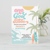 Een Cool Babe Retro Surf 1e Verjaardagsfeest Kaart (Staand voorkant)