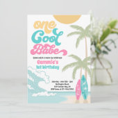 Een Cool Babe Retro Surf 1e Verjaardagsfeest Kaart (Staand voorkant)
