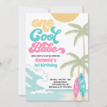Een Cool Babe Retro Surf 1e Verjaardagsfeest