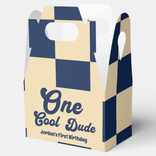 Een Cool Dude Blue 1e Verjaardagsfeestje Favor Box Bedankdoosjes (Geopend)