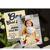 Een Cool Dude Jongen 1e Verjaardag Foto Goud Folie Uitnodiging