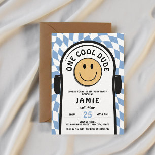 Een Cool Dude Retro Skateboard 1e Verjaardag Kaart