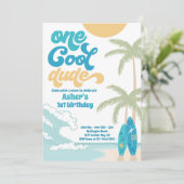 Een Cool Dude Retro Surf 1e Verjaardagsfeest Kaart (Staand voorkant)