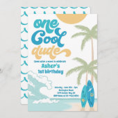 Een Cool Dude Retro Surf 1e Verjaardagsfeest Kaart (Voorkant / Achterkant)