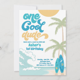 Een Cool Dude Retro Surf 1e Verjaardagsfeest Kaart