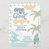 Een Cool Dude Retro Surf 1e Verjaardagsfeest Kaart (Voorkant / Achterkant)