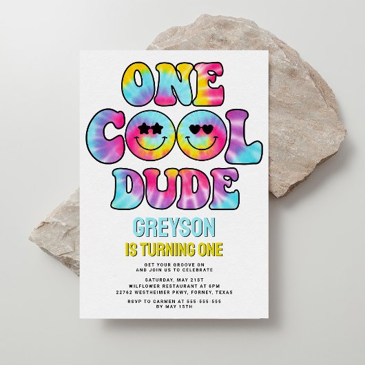 Een Cool Dude Tie Dye Boy 1e Verjaardag Kaart