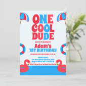 Een Cool Dude Tropische Zomer 1e Verjaardag Kaart (Staand voorkant)