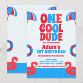 Een Cool Dude Tropische Zomer 1e Verjaardag Kaart (Voorkant / Achterkant)