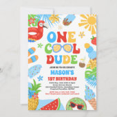 Een Cool Dude Tropische Zomer 1e Verjaardagsfeest Kaart (Voorkant)