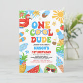 Een Cool Dude Tropische Zomer 1e Verjaardagsfeest Kaart (Staand voorkant)