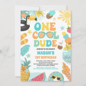 Een Cool Dude Tropische Zomer 1e Verjaardagsfeest Kaart (Voorkant)