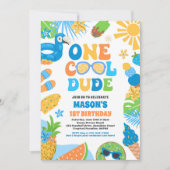 Een Cool Dude Tropische Zomer 1e Verjaardagsfeest Kaart (Voorkant)
