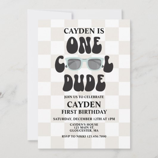 Een Cool Dude Zonnebril 1e Verjaardag Kaart (Voorkant)