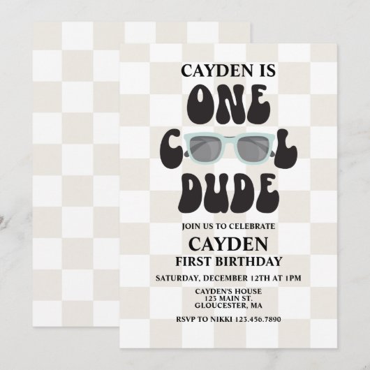 Een Cool Dude Zonnebril 1e Verjaardag Kaart (Voorkant / Achterkant)