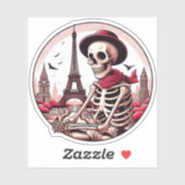 Een cool kunstenaarsskelet in Parijs Sticker (Vel)