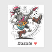 Een cool rockster skelet sticker (Vel)