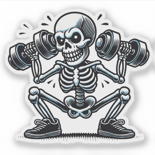 Een cool skelet dat werkt sticker (Voorkant)