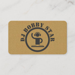 Een cool visitekaartje met een DJ-pictogram rond k