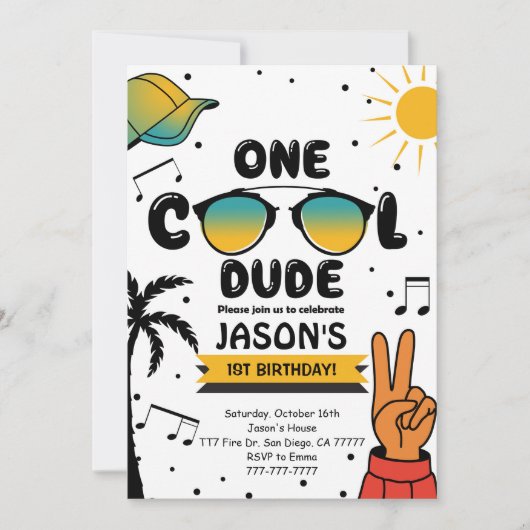 Een Cool Zonneglas Verjaardag Uitnodiging (Voorkant)